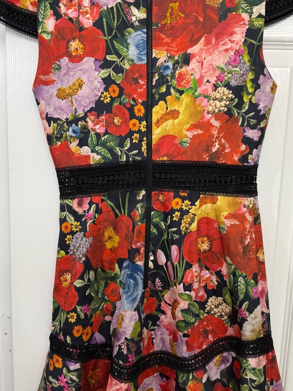 Alice & Olivia gorgeous Floral Black Dress with Multicolor Bloom Print(SKU0072) - Picture 2 of 4